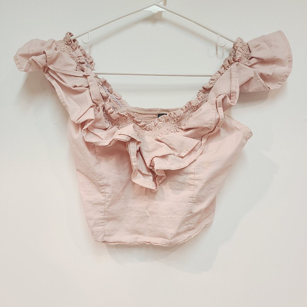 Wild Fable Pink Ruffle Crop Top